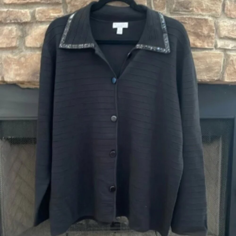 Charter Club black jacket with shiny leather-like detail. Size 2X